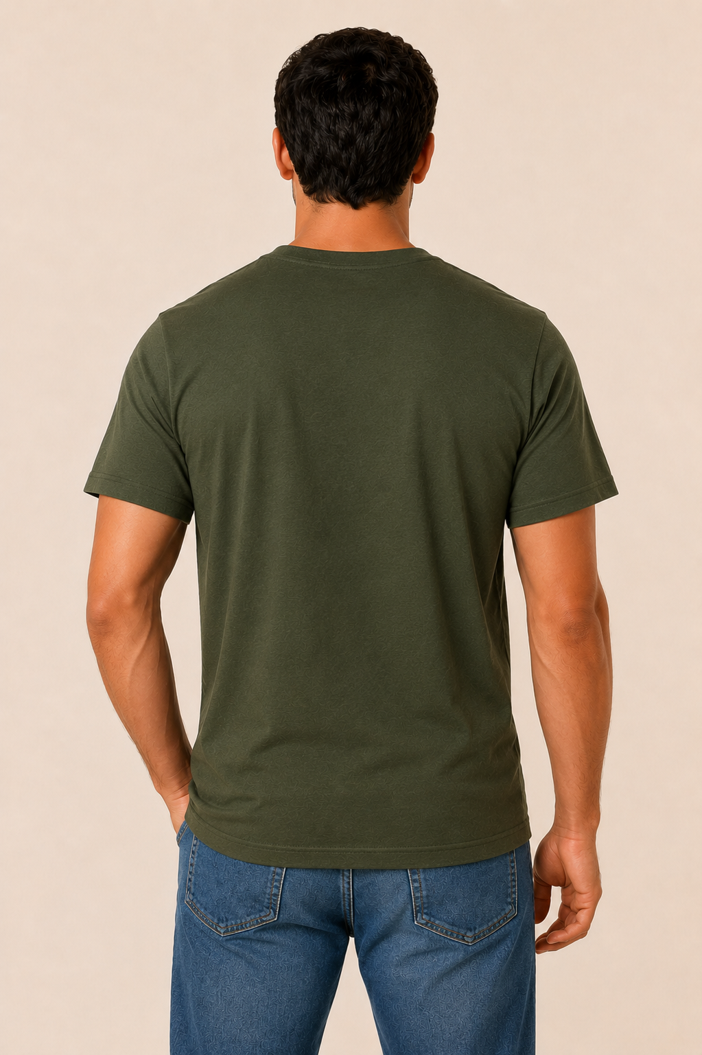 The Quiet Miles bottle green t-shirt back view