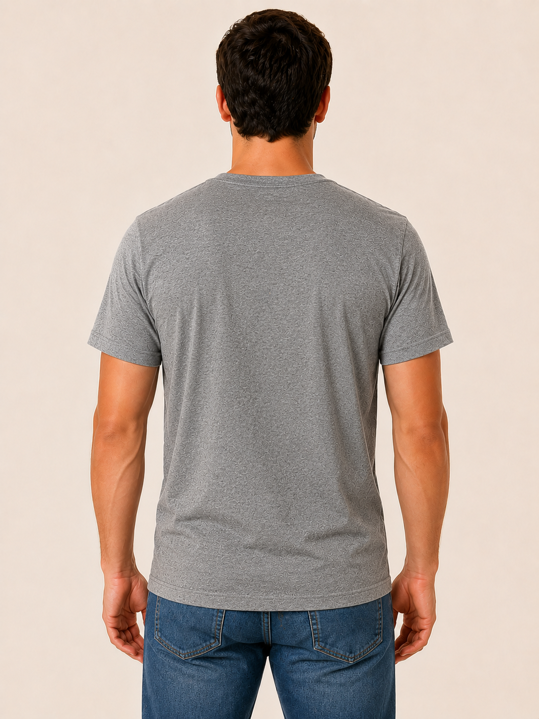 Two Wheels Clear Mind grey marl t-shirt back view